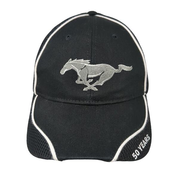 Ford Mustang 50 Years Strapback Hat Black One Size Embroidered 6 Panel - Picture 1 of 10